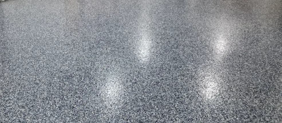 A coated floor in an unheated detached garage